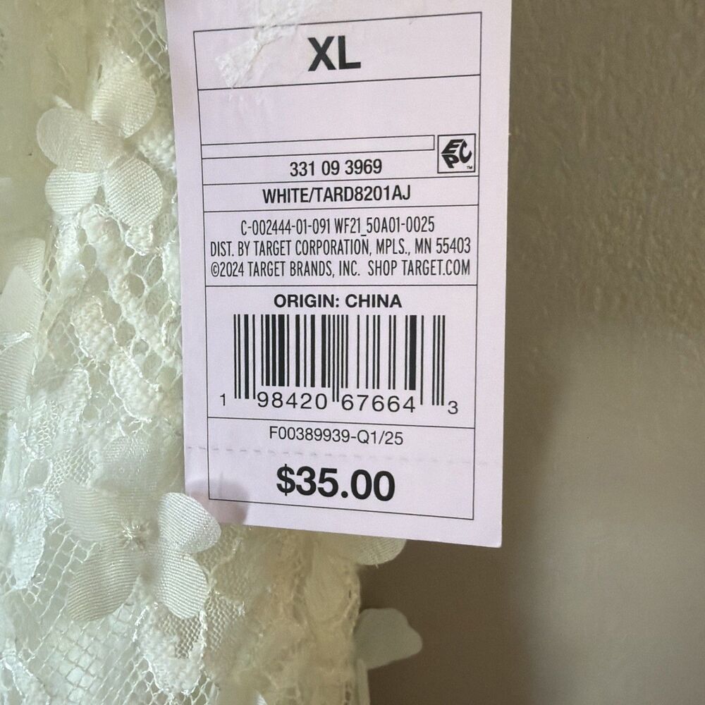 Women's Floral Applique Mini Bodycon Dress - Wild Fable White XL - Picture 3 of 7